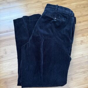 Polo Ralph Lauren Corduroy Pants Mens 36x30 Black Pleated Straight Classic Fit